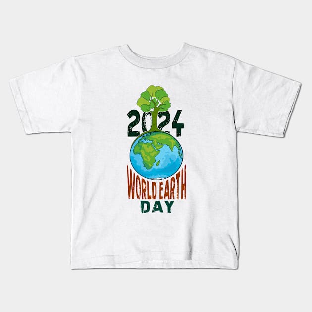 Harmony with Nature, Earth Day Every Day Kids T-Shirt by ANNATEES